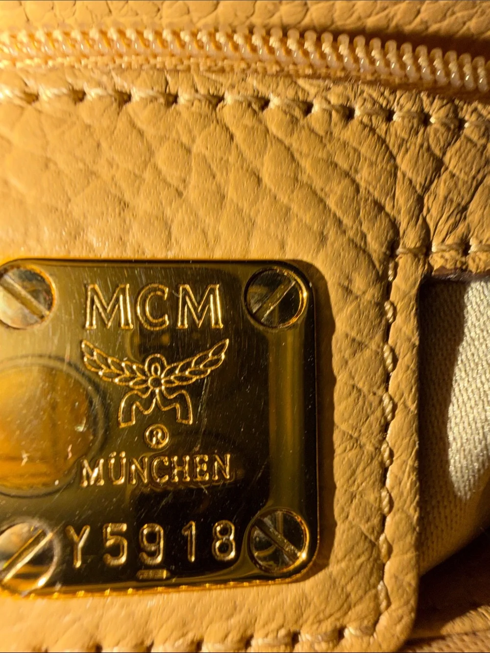 Women’s MCM Milla  Leather Top-Handle Satchel - Tan color.
